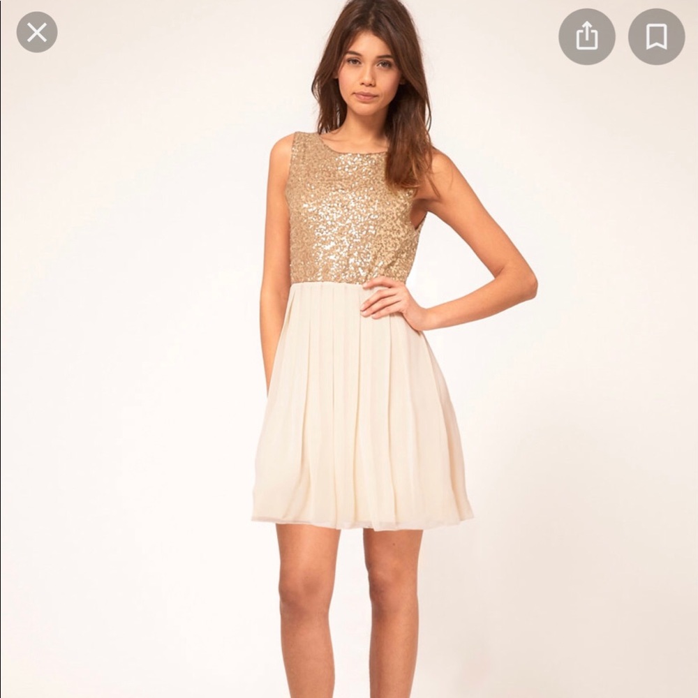 Gold Sequin Baby Doll Party Dress